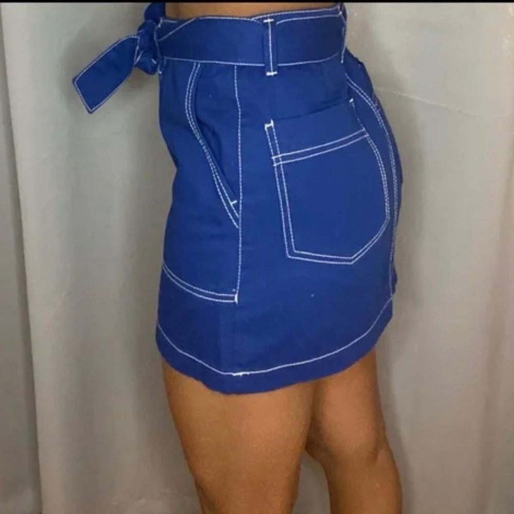 Wild Fable Women Blue Belted Contrast Stitch Utility Skirt Plus Size 22W. NWT - Picture 6 of 7